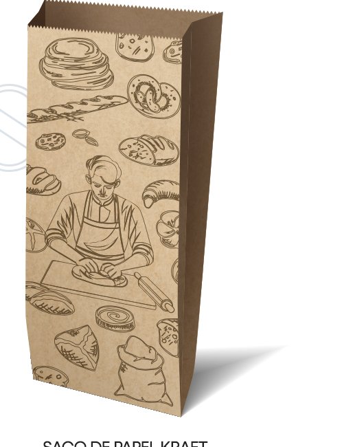 Saco de papel kraft com estampa padrão de padaria